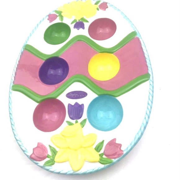 Easter Egg Holder plate tray dish holiday handcrafted decor centerpiece 6 holder - Picture 4 of 6